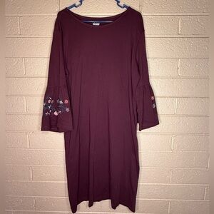 Basic Editions Maroon Dress with Floral Details
